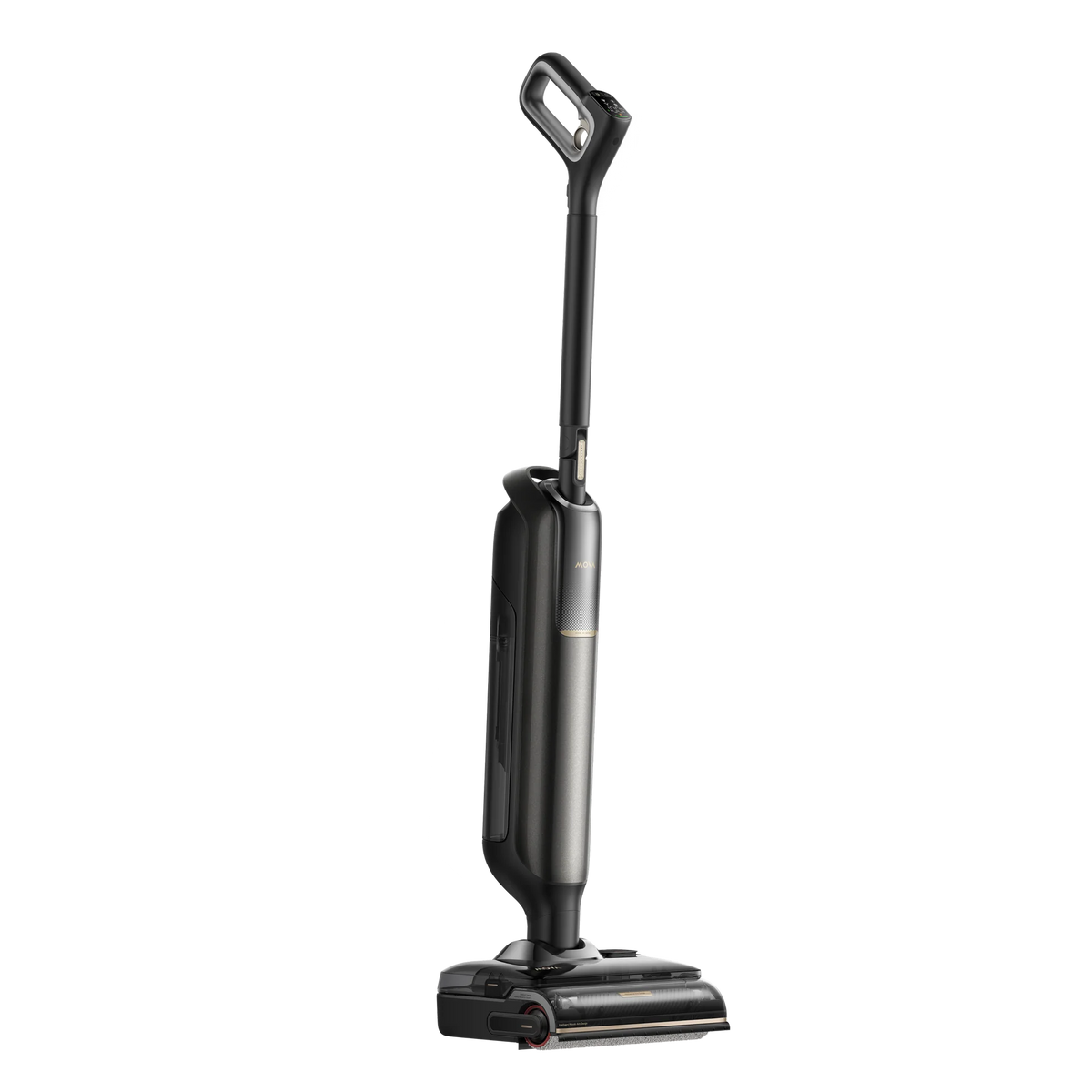 Three-quarter view of the MOVA M50 Ultra wet and dry vacuum with its brush roller head on show