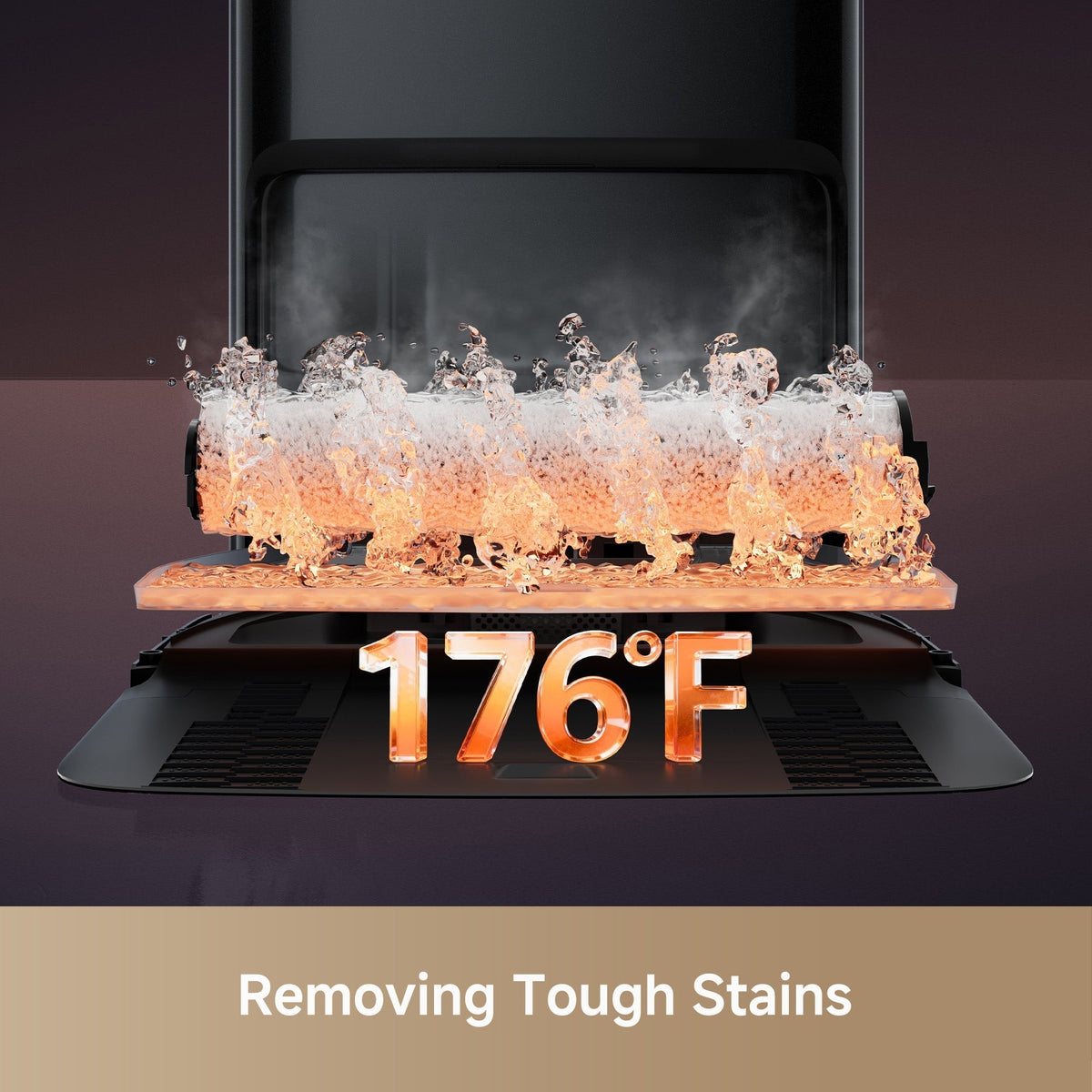 MOVA Z60 robot vacuum with 80°C hot water mop washing system, removing tough stains and maintaining cleaner mop performance for enhanced floor cleaning results.