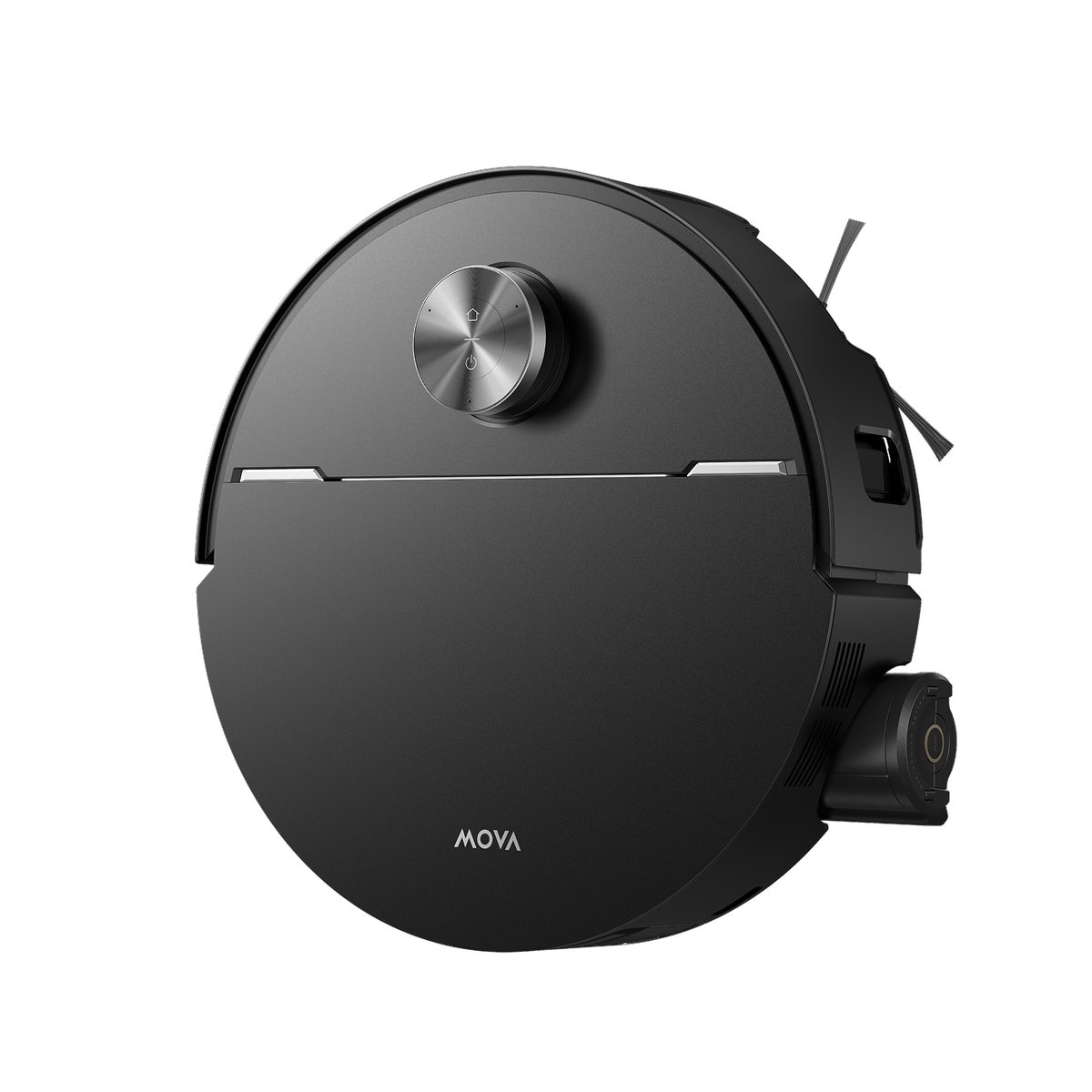 MOVA Z70 Ultra Roller Complete robot alone, low angle showing LiDAR turret and extended side brush arm
