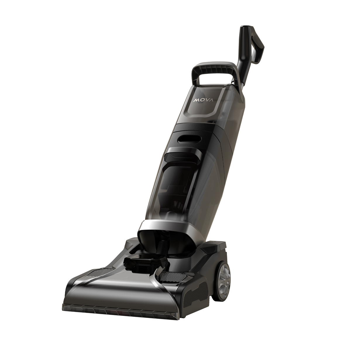 MOVA X2 Pro carpet cleaner photographed upright on white, dark grey body with bronze accents and tank