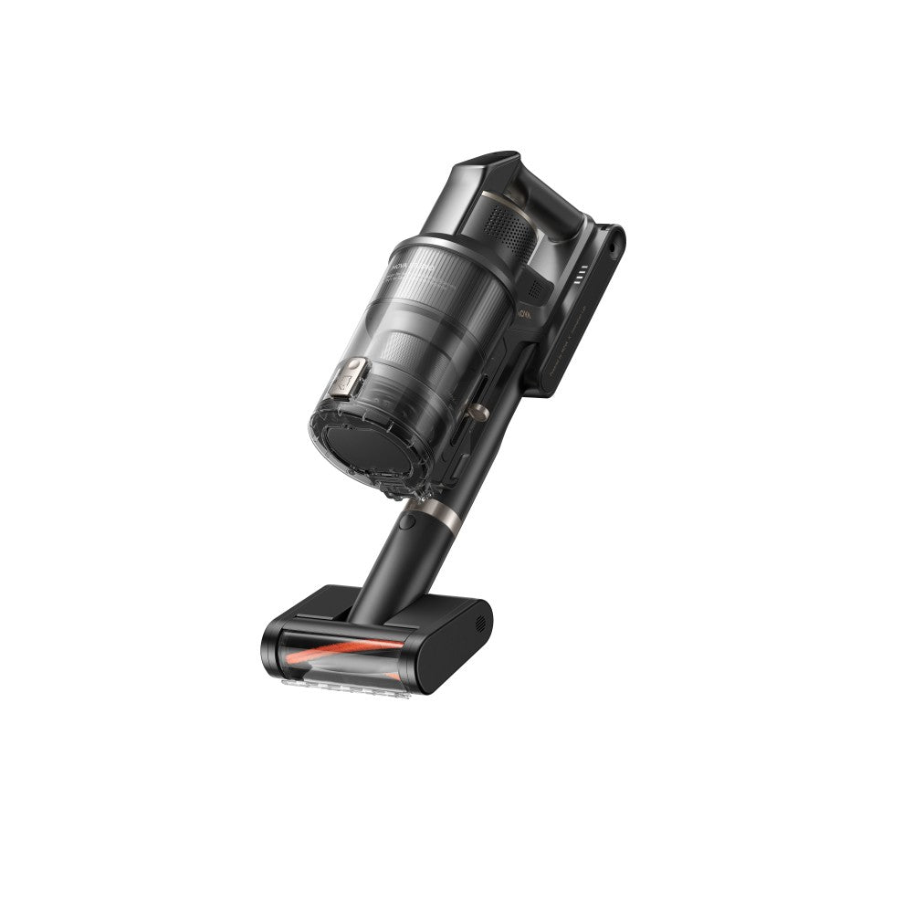 MOVA G70 handheld unit with the motorised mini brush attached for lifting pet hair from sofas and stairs