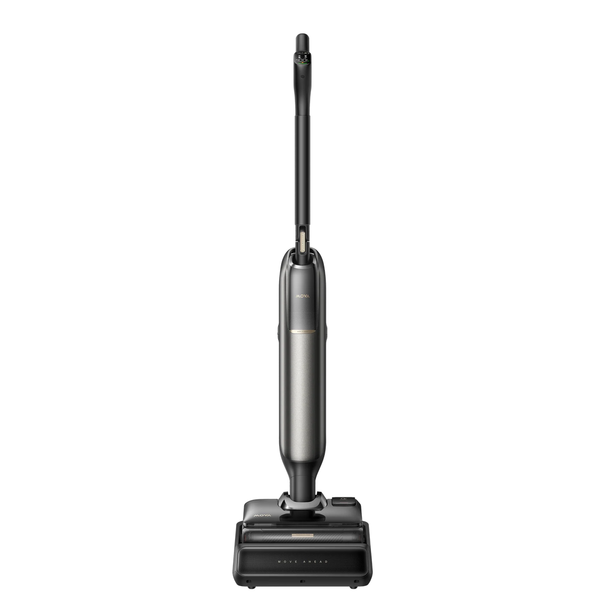 Front-on view of the MOVA M50 Ultra wet and dry vacuum, showing the full-width roller and edge strip